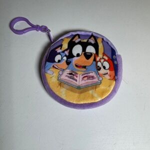 Bluey Family Reading Plush Coin Purse Keychain Clip